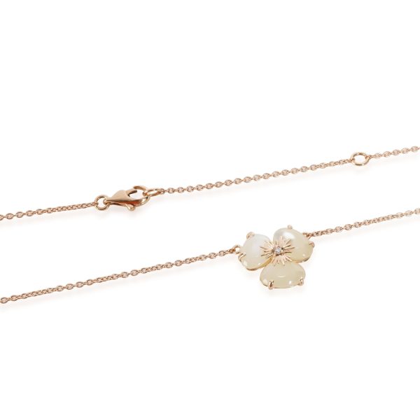 111249 clasp Opal Quartz Diamond Flower Necklace in 18K Rose Gold 002 CTW