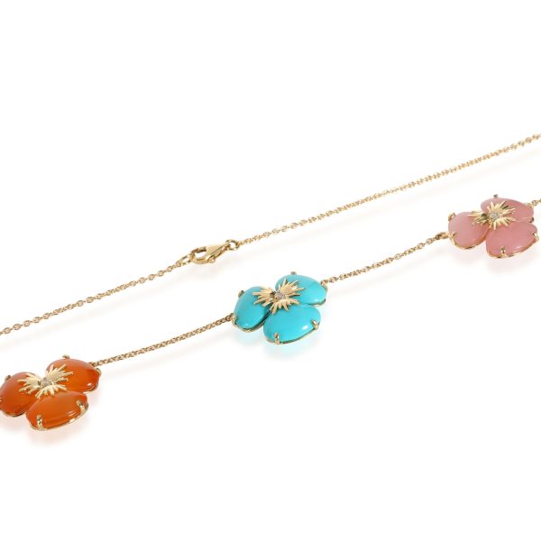 111253 clasp Gemstone Flower Diamond Fashion Necklace in 18K Yellow Gold 010 CTW