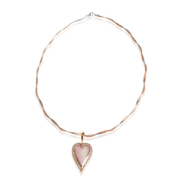 111311 pv bb3f24a2 e730 4c25 86f8 7c6548698e89 Pink Mother Of Pearl Heart Shape Diamond Necklace in 14K Rose Gold 100 CTW