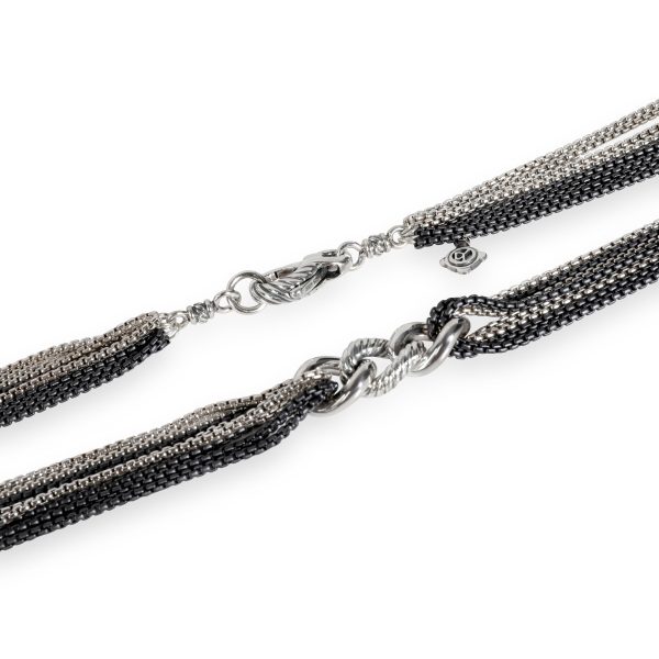 111397 clasp cdd3d19b fcd6 402a b3db 176163c6e6cf David Yurman Multi Strand Cable Curb Link Necklace in Blackened Sterling Silver