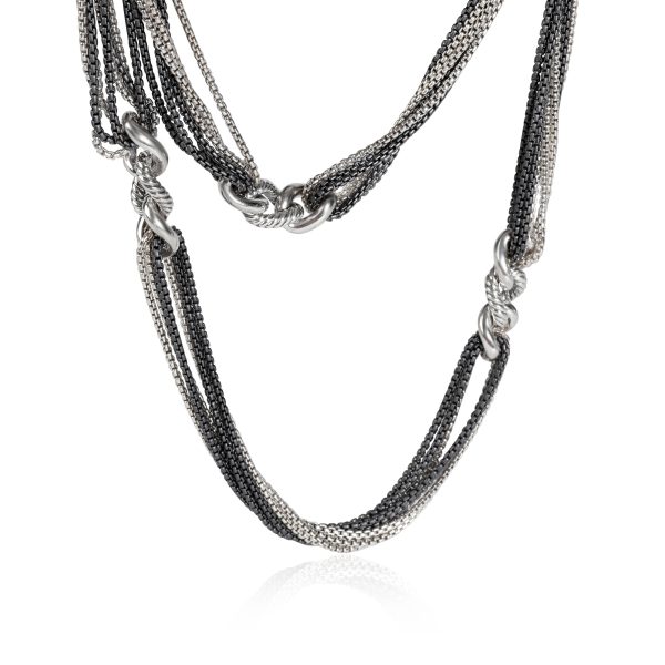 111397 fv 85b7a200 273b 4421 ab7a 943a4a4b3817 David Yurman Multi Strand Cable Curb Link Necklace in Blackened Sterling Silver