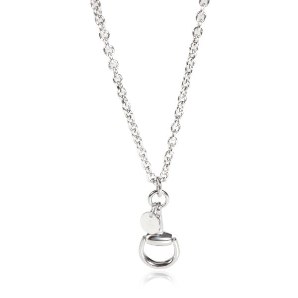 111464 fv Gucci Horsebit Necklace in 18K White Gold