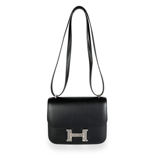 111505 fv Herm√®s Black Monsieur Salvator Lizard Constance 18 PHW