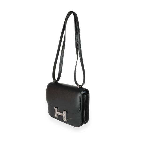 111505 sv Herm√®s Black Monsieur Salvator Lizard Constance 18 PHW