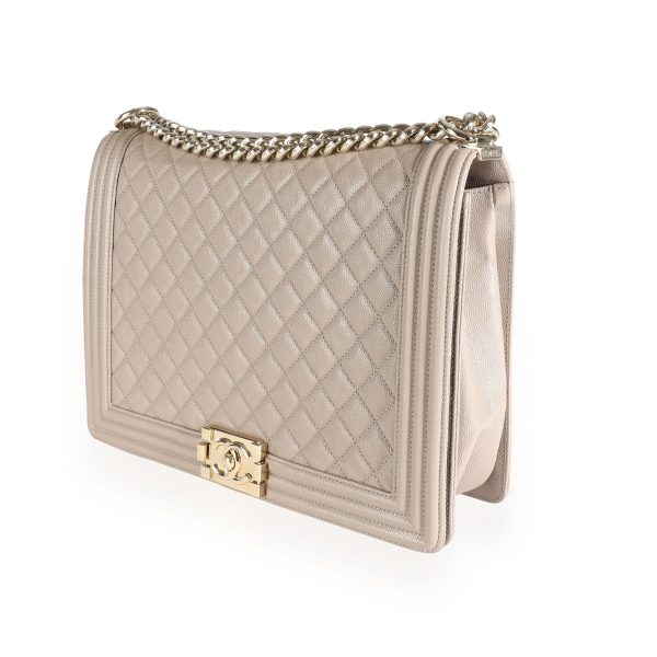 111540 sv Chanel Taupe Quilted Caviar XL Boy Bag