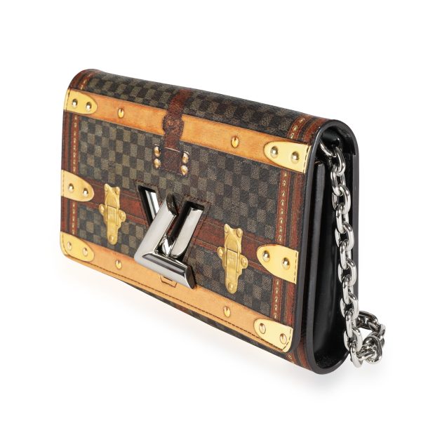 111543 sv Louis Vuitton Transformed Time Trunk Damier Ebene Twist Chain Wallet