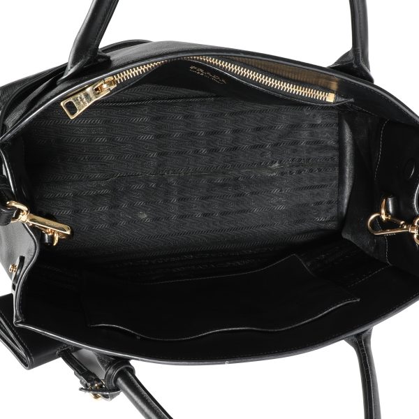 111545 av 20740c02 69ba 4ddb 943f 2ec1bf0254bc Prada Black Saffiano Calfskin Leather Medium Monochrome Bag