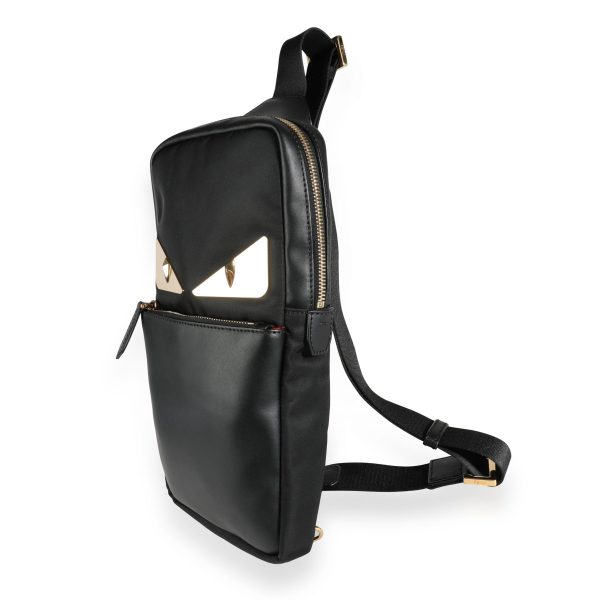 111549 sv Fendi Black Bag Bugs One Shoulder Backpack