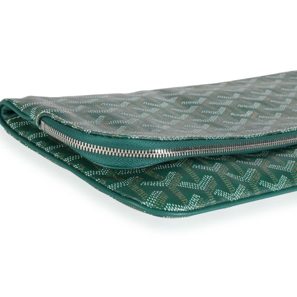 111561 clasp Goyard Green Goyardine Saint Marie Soft Clutch