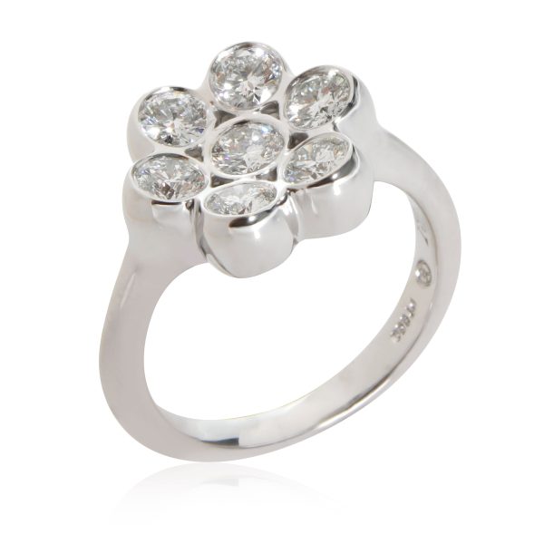 111574 pv dcf35da0 d45c 4c95 92a9 2fac2bcb1f36 Bvlgari Vintage Diamond Flower Shaped Cluster Ring in Platinum 1 CTW