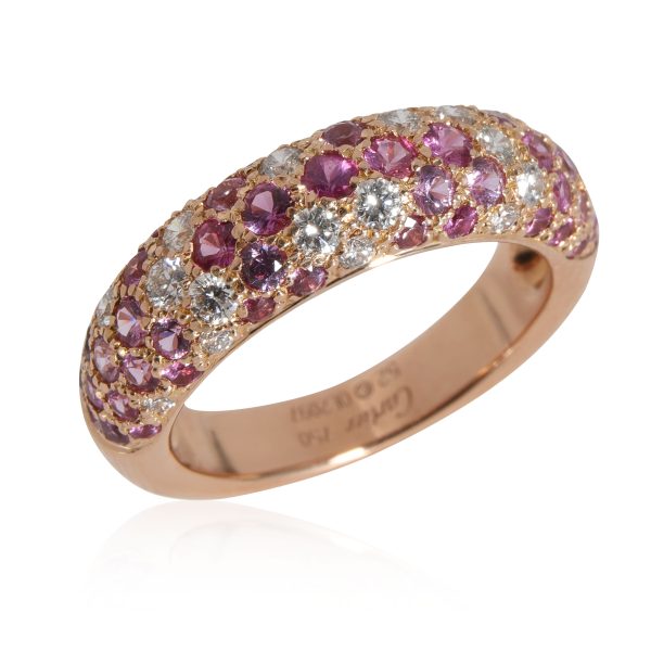 Rose Gold Ring Cartier Etincelle Pink Sapphire Diamond Ring in 18K Rose Gold Pink 036 CTW