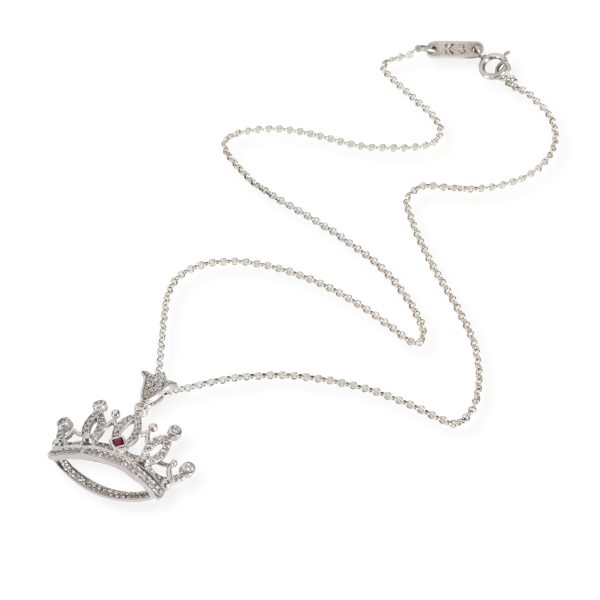 111647 pv d5a32549 e7c9 4dbd b068 4d6e476eef55 King Baby Diamond Created Ruby Crown Queen Baby Pendant in Sterling Silver