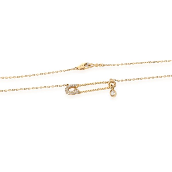 111710 clasp Diamond Safety Pin Necklace in 18K Yellow Gold 024 CTW