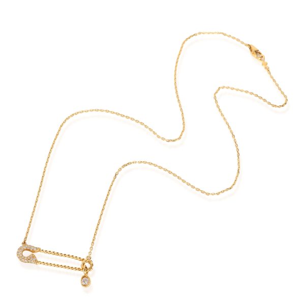 111710 pv Diamond Safety Pin Necklace in 18K Yellow Gold 024 CTW