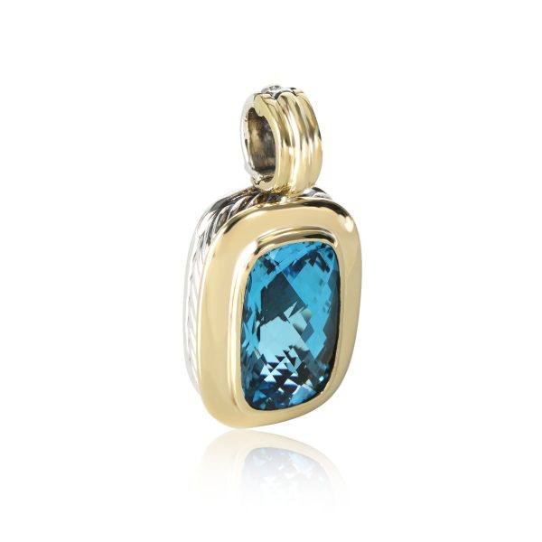 111723 sv David Yurman Albion London Blue Topaz Pendant in 18K Gold Sterling Silver