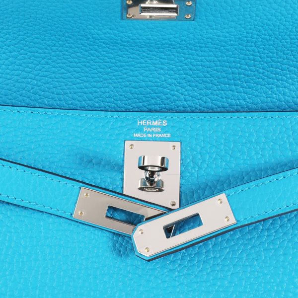 111786 ad2 NIB Hermès Bleu Frida Clémence Kelly Ado II Backpack PHW