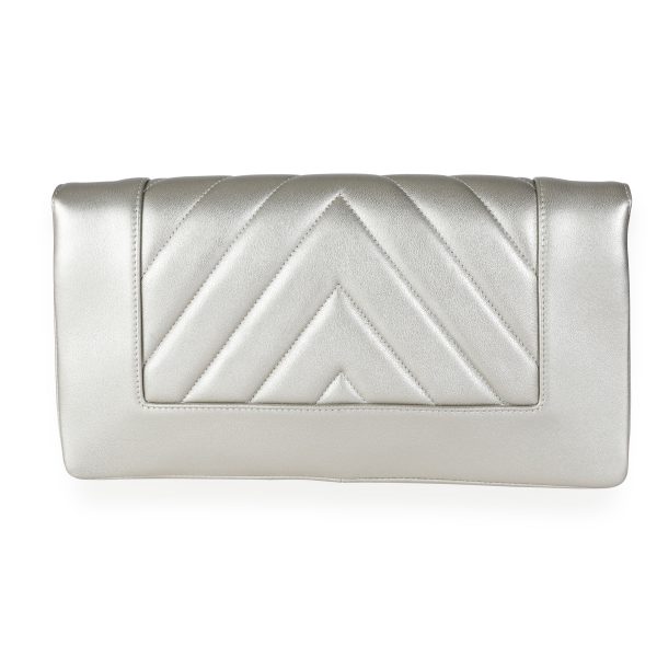 111800 pv Chanel Gold Chevron Quilted Sheepskin Mademoiselle Vintage Clutch