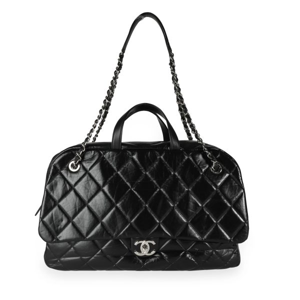 111802 fv 7fb496ee 158a 4346 b982 be2631ee88ed Chanel Black Quilted Calfskin Oversized Bowling Flap Bag