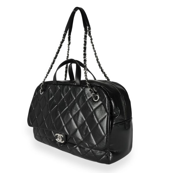 111802 sv 89ac4cf7 1a05 4d5f 931c a2813627a37a Chanel Black Quilted Calfskin Oversized Bowling Flap Bag