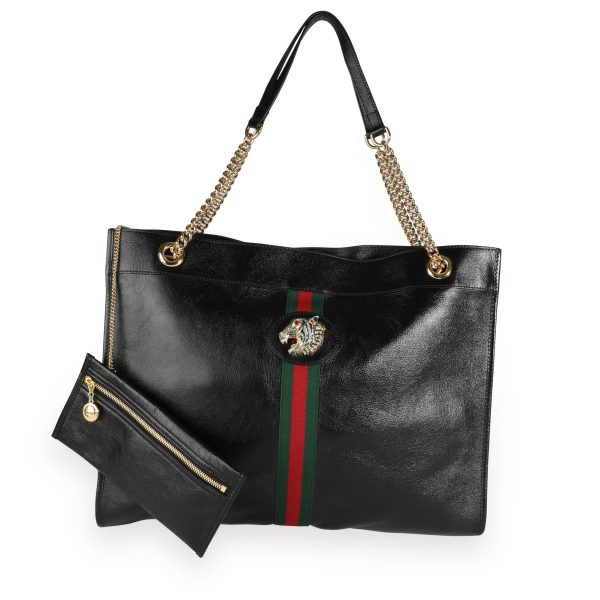 111813 fv Gucci Black Leather Large Rajah Tote