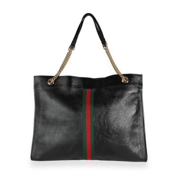 111813 pv Gucci Black Leather Large Rajah Tote