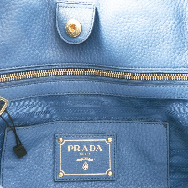 111815 ad2 96ebe145 d5f9 4bea 9fd6 0502e9d3abac Prada Blue Vitello Daino Calfskin Leather Large Side Zip Convertible Tote