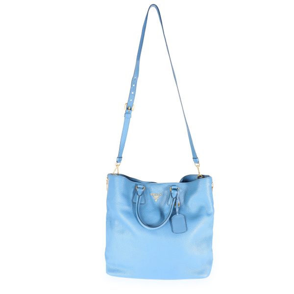 111815 bv 4628c1f1 1b9c 4e29 9108 684ce7eb42a9 Prada Blue Vitello Daino Calfskin Leather Large Side Zip Convertible Tote