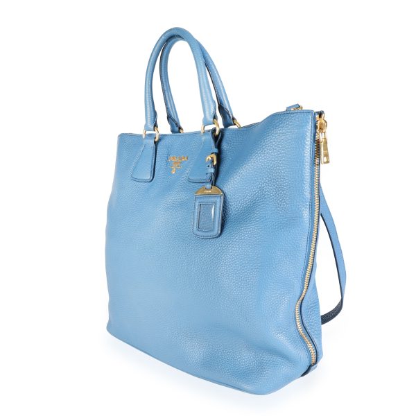 111815 sv 5fb37f40 bf17 4020 869b 8d7d73f7fcd8 Prada Blue Vitello Daino Calfskin Leather Large Side Zip Convertible Tote