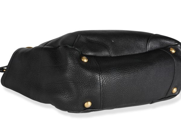 111971 clasp edb2cfa5 7ad2 4ba3 94bb 23e934bdb45d Prada Black Vitello Daino Leather Medium Side Pocket Hobo