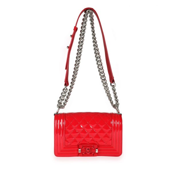 112164 bv 2b3e6fbf 327c 41a2 a9c5 24d4fa1a0fbb Chanel Red Quilted Patent Leather Plexiglass Small Boy Bag