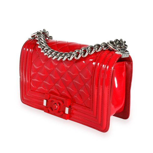 112164 sv 50087d2a f833 476c 83bb ba0688f9e87e Chanel Red Quilted Patent Leather Plexiglass Small Boy Bag