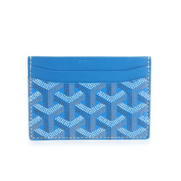 112169 fv Goyard Blue Goyardine Saint Sulpice Card Holder