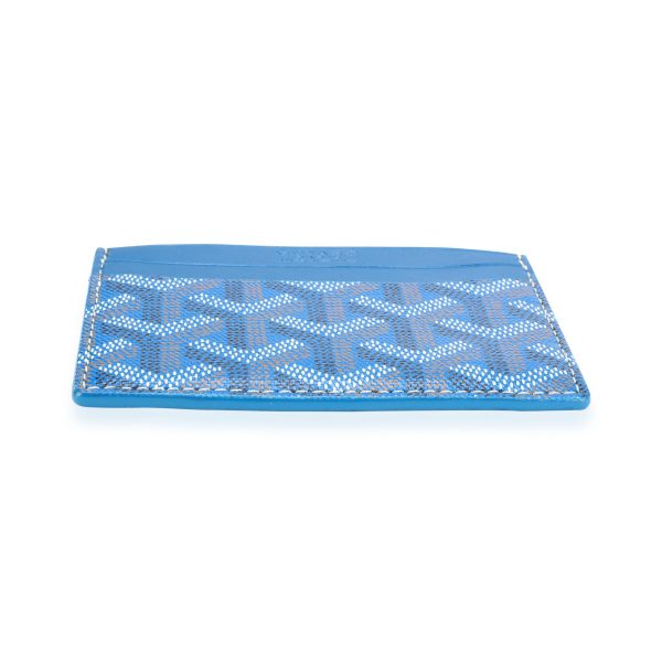 112169 stamp Goyard Blue Goyardine Saint Sulpice Card Holder