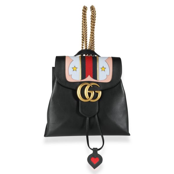 112176 fv 3c029af7 1133 4391 a393 00c9e97ffabc Gucci Black Calfskin Web GG Marmont Flap Chain Backpack