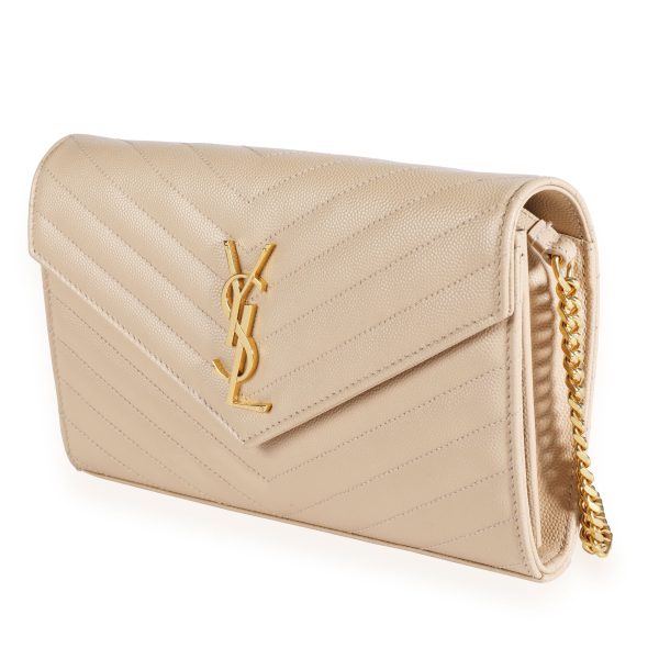 112188 sv 7b495aac 77c0 4847 bb66 12d734c4f0de Saint Laurent Powder Grain De Poudre Large Monogram Envelope Chain Wallet