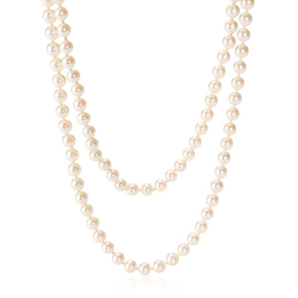 112237 fv Mikimoto Vintage Pearl Necklace in Sterling Silver