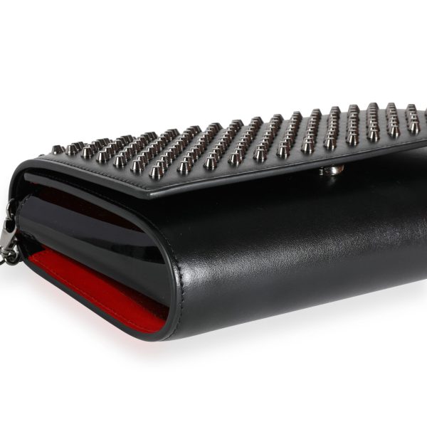 112255 box Christian Louboutin Black Leather Spiked Paloma Clutch