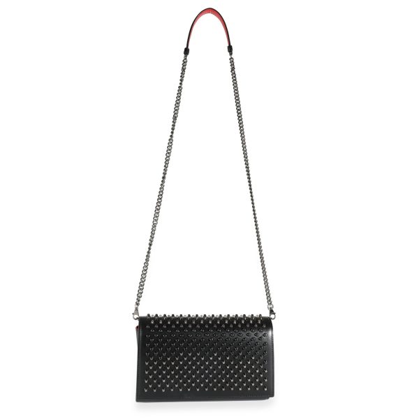 112255 bv Christian Louboutin Black Leather Spiked Paloma Clutch