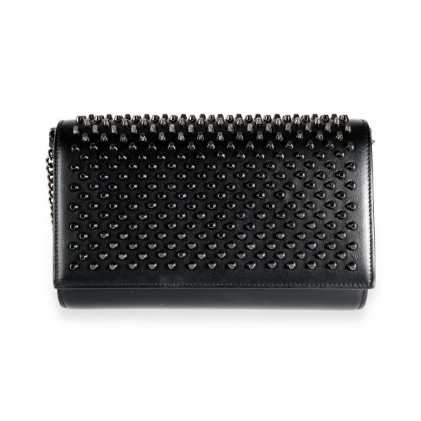 112255 fv Christian Louboutin Black Leather Spiked Paloma Clutch