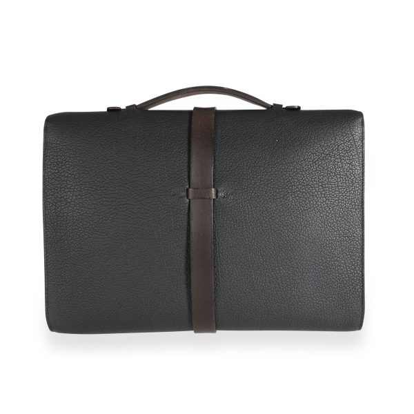 112277 pv Herm√®s Black Fjord √âb√®ne Vache Hunter Etriviere Briefcase PHW