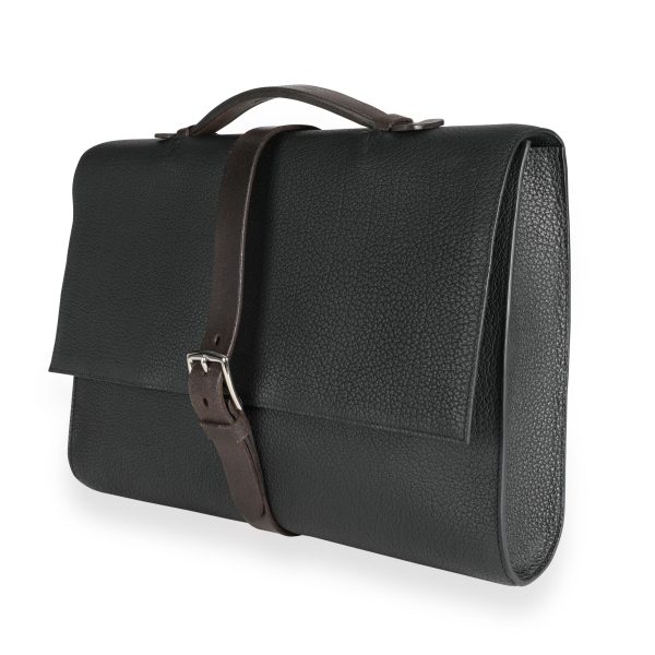 112277 sv Herm√®s Black Fjord √âb√®ne Vache Hunter Etriviere Briefcase PHW