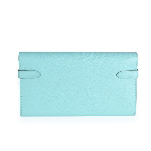 112278 pv Herm√®s Bleu Atoll Epsom Classic Kelly Wallet GHW