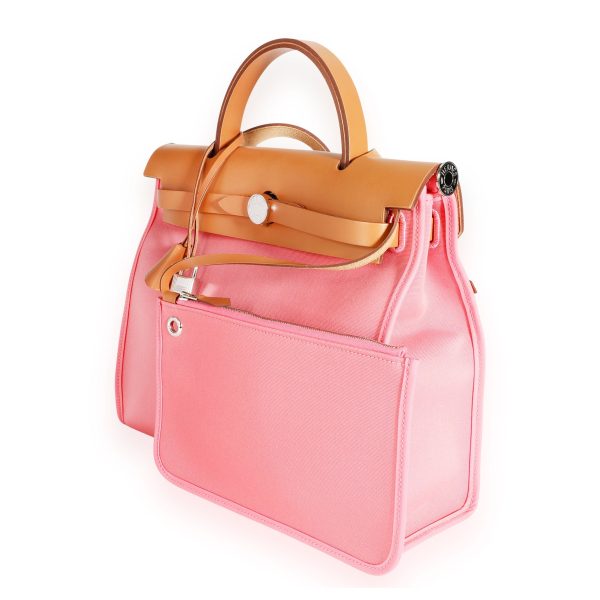 112288 sv cb819d88 a6f9 4469 ab96 d75cab397f66 Hermès Rose Azalee Toile Naturel Vache Hunter Herbag Zip 31 PHW