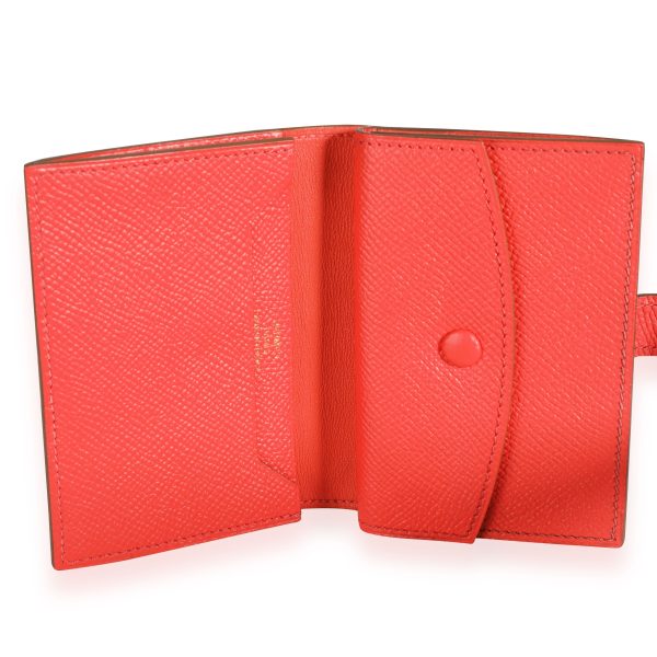 112294 av Hermès Rose Jaipur Epsom Mini Bearn Wallet GHW