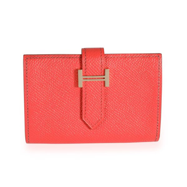 112294 fv Hermès Rose Jaipur Epsom Mini Bearn Wallet GHW