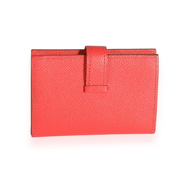 112294 pv Hermès Rose Jaipur Epsom Mini Bearn Wallet GHW