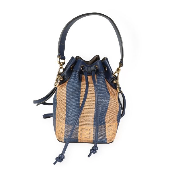 112329 fv e59fadd1 099e 4ed3 9b81 10c96446a946 Fendi Blue Orange Raffia Mini Mon Trésor Bucket Bag