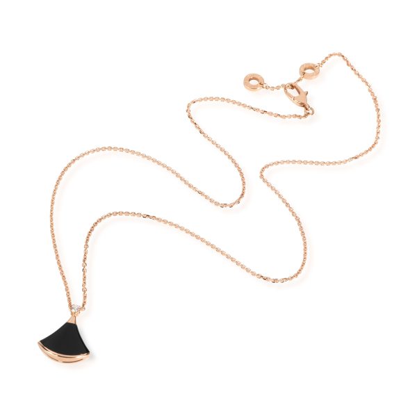 112339 pv Bulgari Divas Dream Onyx Diamond Pendant in 18K Rose Gold Black 008 CTW