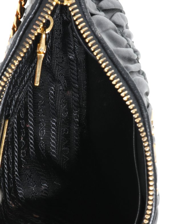 112447 av Prada Black Gaufre Nappa Leather Bag