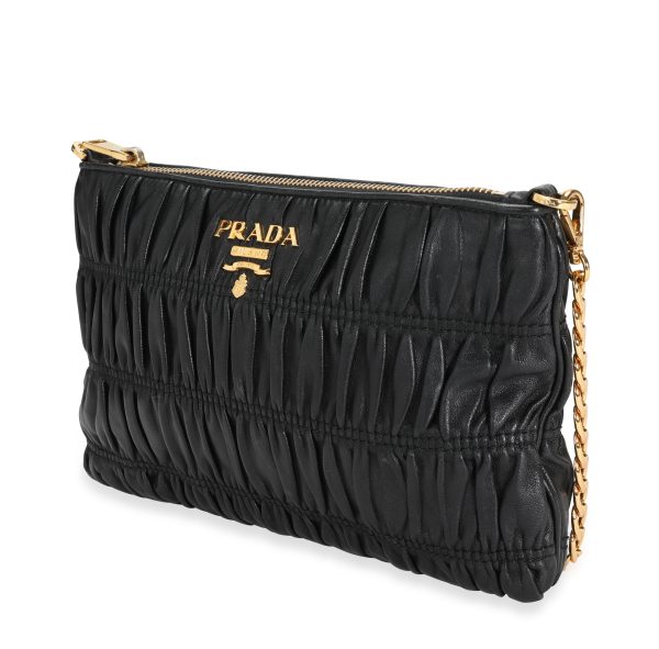 112447 sv Prada Black Gaufre Nappa Leather Bag